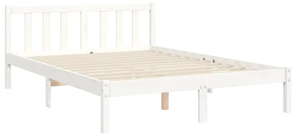 Estrutura de cama com cabeceira 120x200cm madeira maciça branco