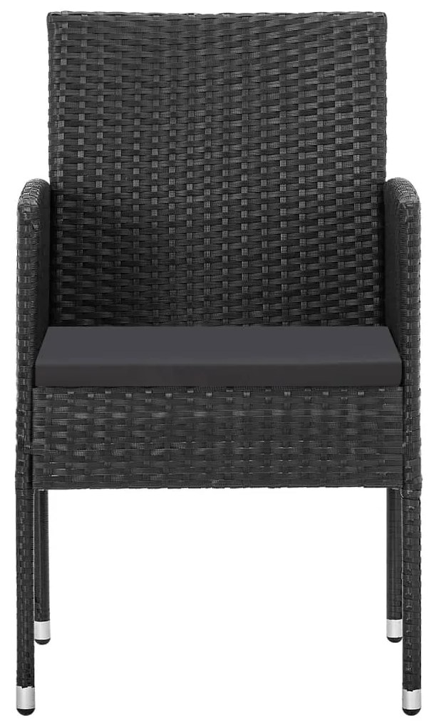 9 pcs conjunto de jantar para jardim vime PE e aço preto