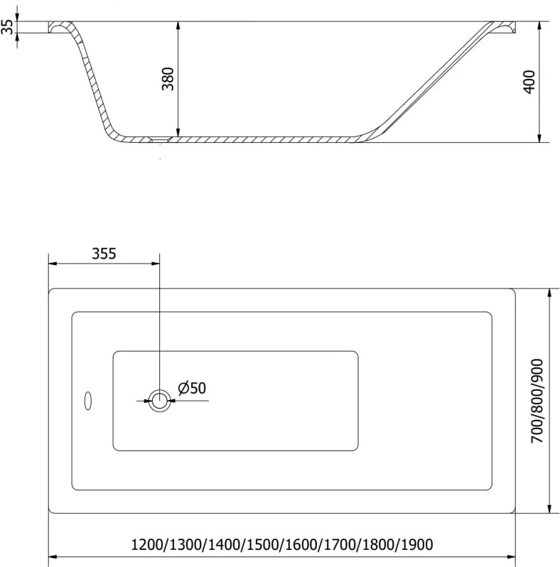 Mexen Cubik banheira retangular 180 x 90 cm com revestimento, branca - 55031809000X