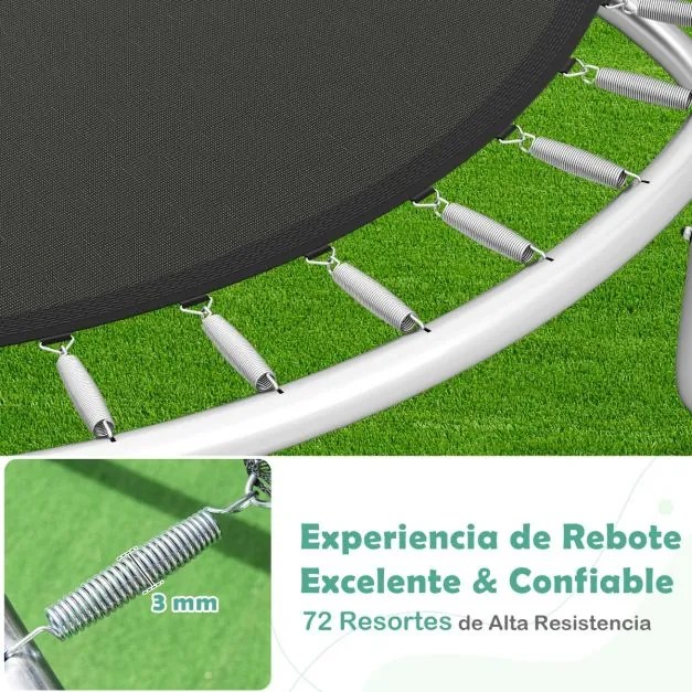 Trampolim exterior 366 cm com rede de segurança, escada e pernas curvas robustas para crianças Verde