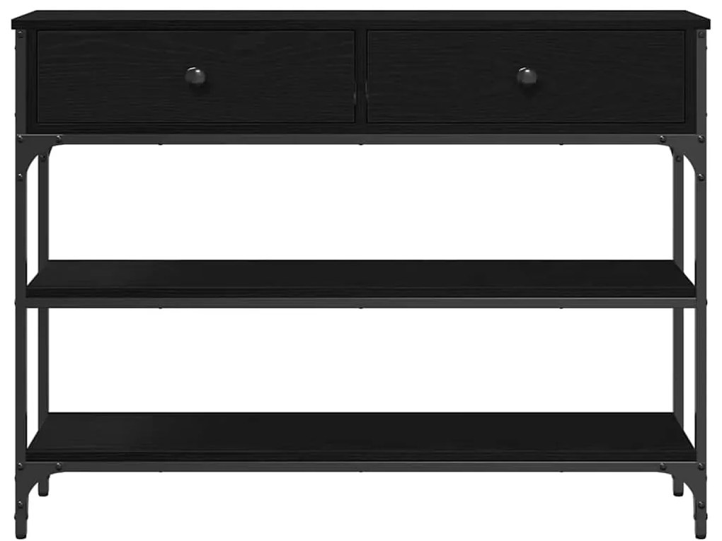 Mesa de Consola vidaXL Preto Carvalho 100x25x75 cm Madeira Engenharia