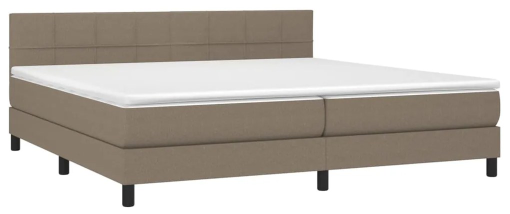 Cama box spring colchão/LED 200x200cm tecido cinza-acastanhado