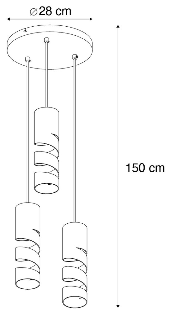 Candeeiro suspenso moderno preto com 3 luzes - Stream