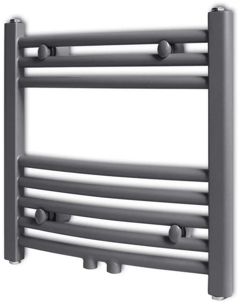 Aquecedor toalhas casa de banho curvo 480 x 480 mm cinzento