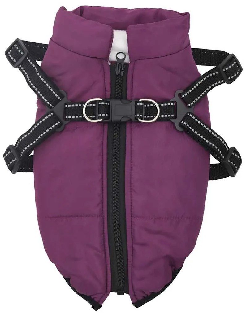 casaco para cães com arnês impermeável reflexivo roxo L24