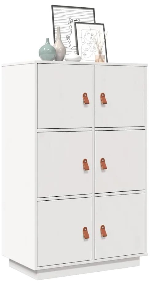 Aparador alto 67x40x108,5 cm pinho maciço branco
