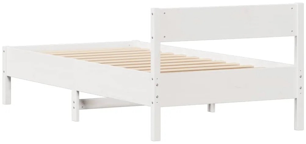 Cama sem colchão 100x200 cm madeira de pinho maciça branco