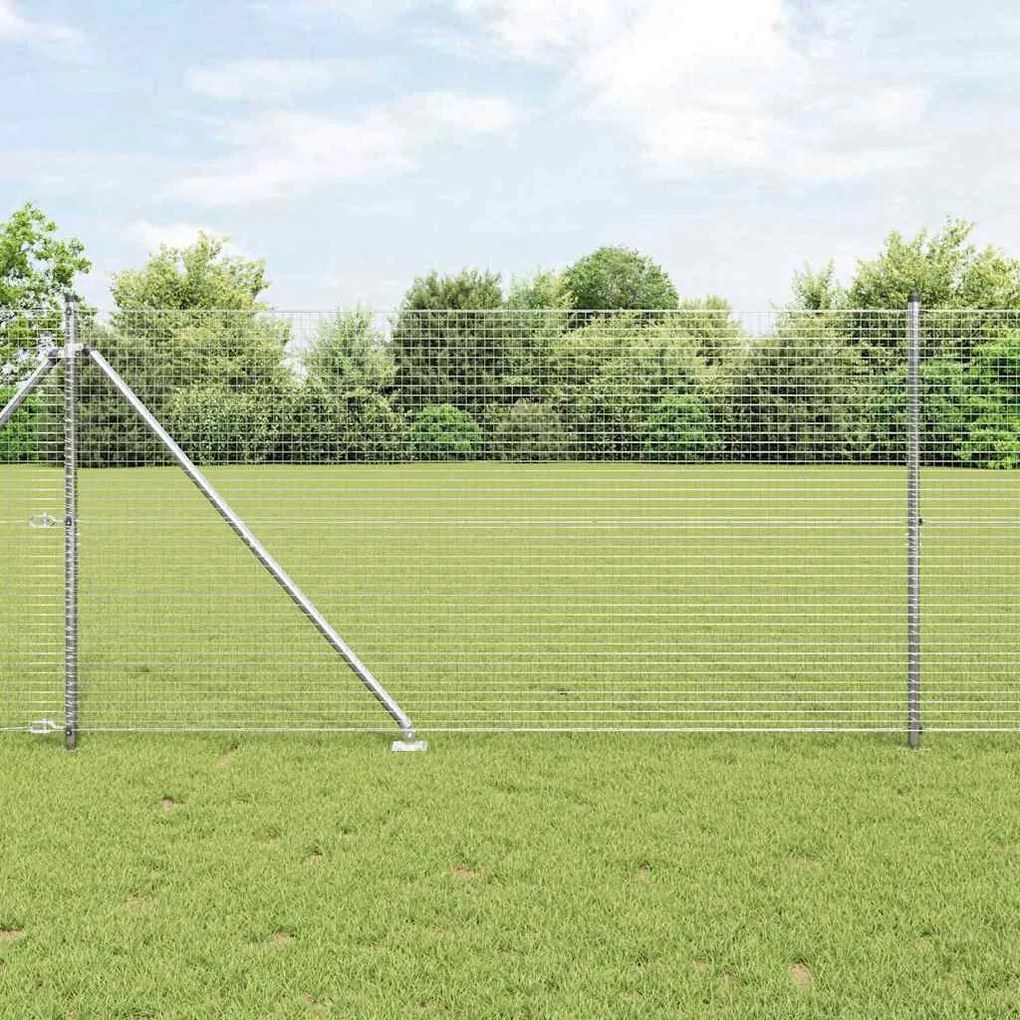 Cerca de Fio Soldado com 7 Postes Ponta 1,4x10 m Aço Galvanizado