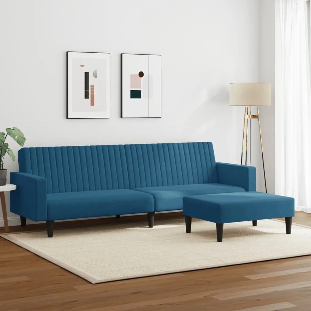 2 pcs conjunto de sofás veludo azul