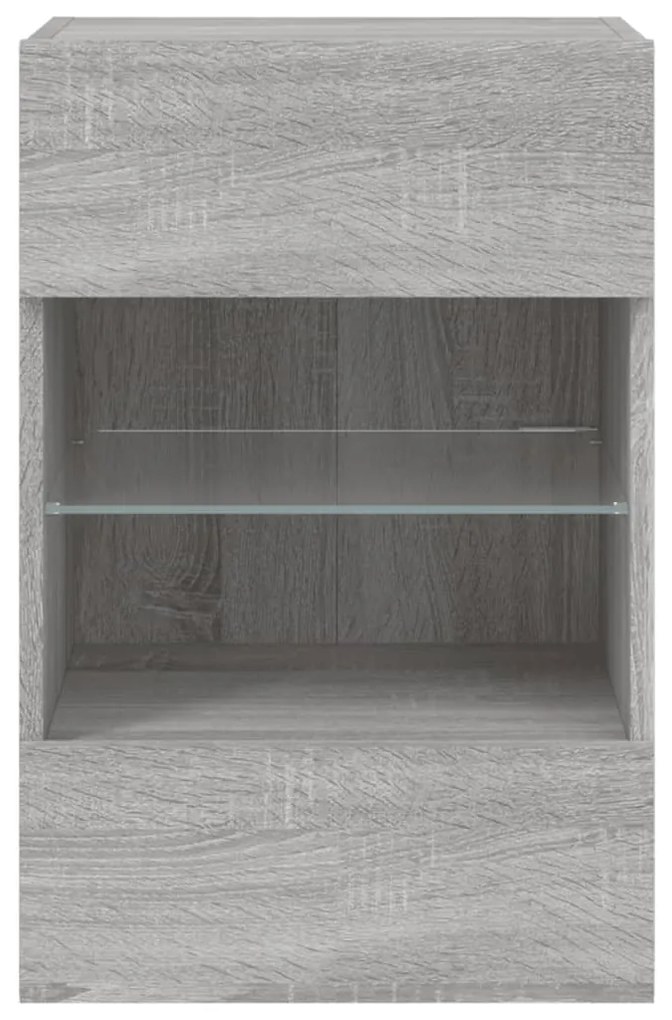 Armários de parede com luzes LED para TV 2 pcs cinzento sonoma