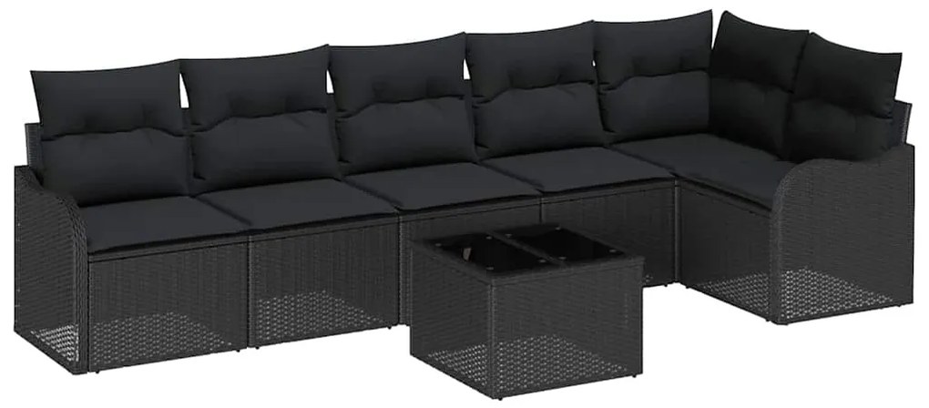 Conjunto de 7 Peças de Sofá de Jardim com Almofadas Rattan Bege