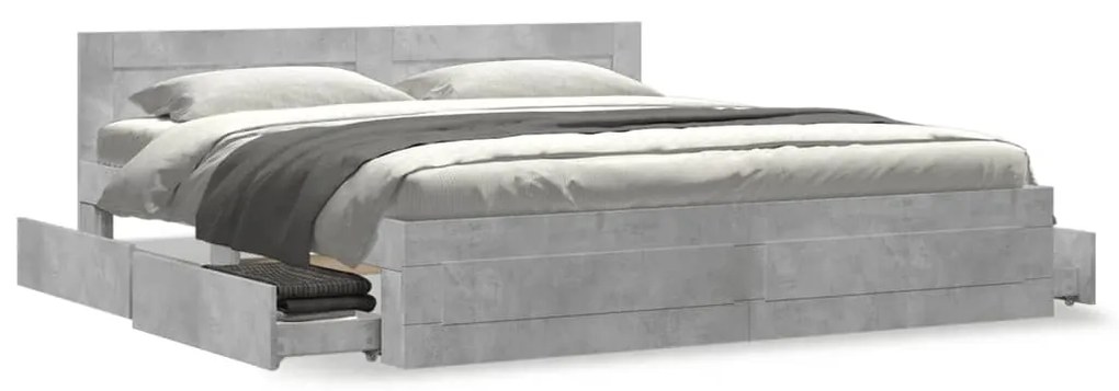 Estrutura de cama c/ cabeceira derivados madeira cinza-cimento
