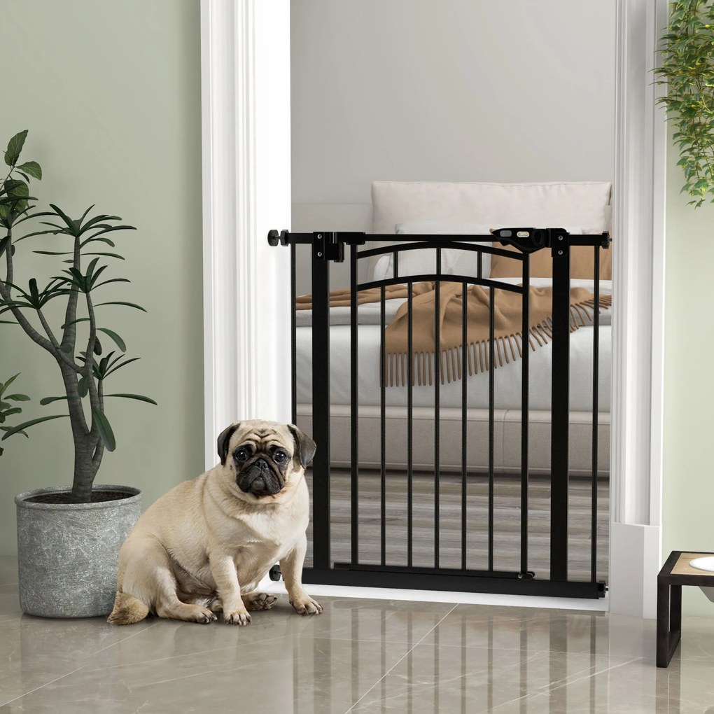 Barreira de segurança para cães, extensível, com duplo bloqueio, 74-80 x 76 cm, preta