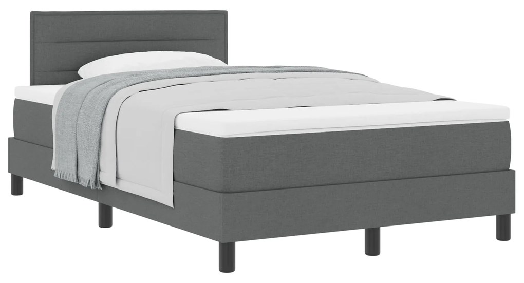 Cama Box com Colchão Cinza Escuro 120x190 cm Tecido