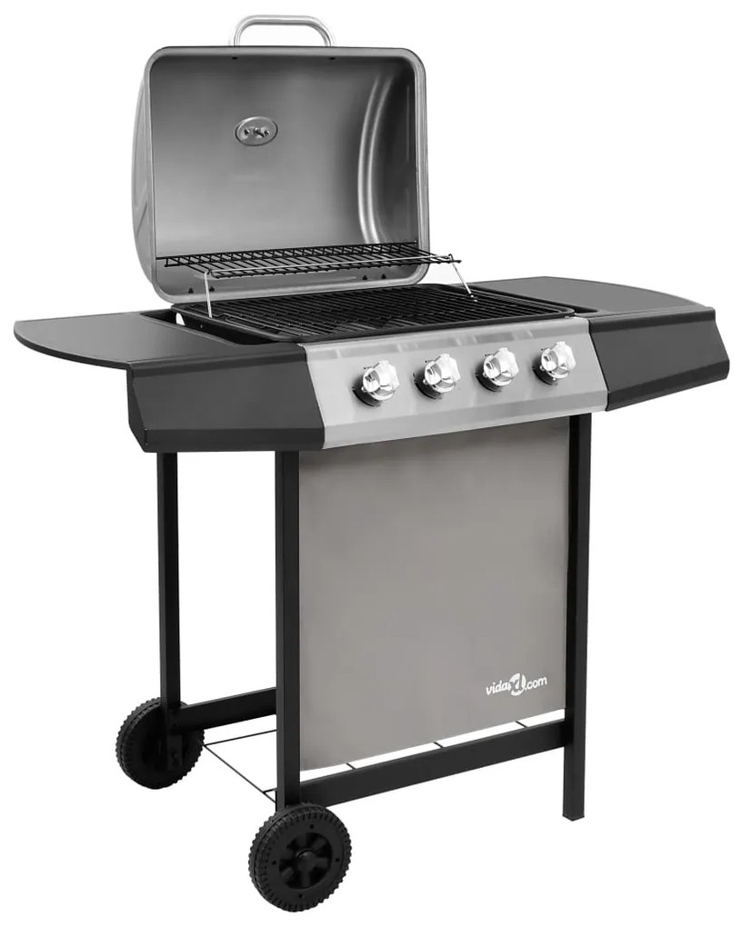 Grelhador/barbecue a gás 4 discos preto e prateado
