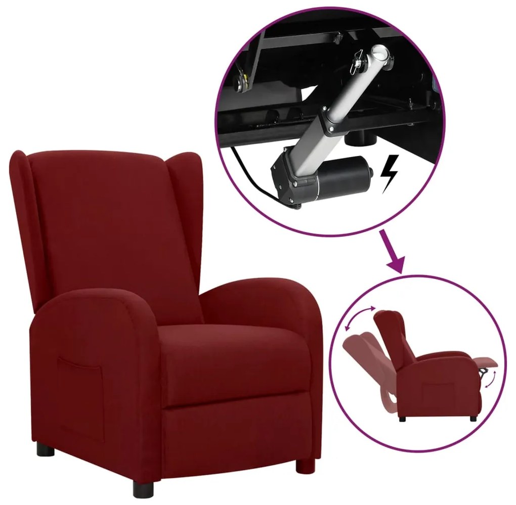 vidaXL Poltrona elevatória tecido vermelho tinto