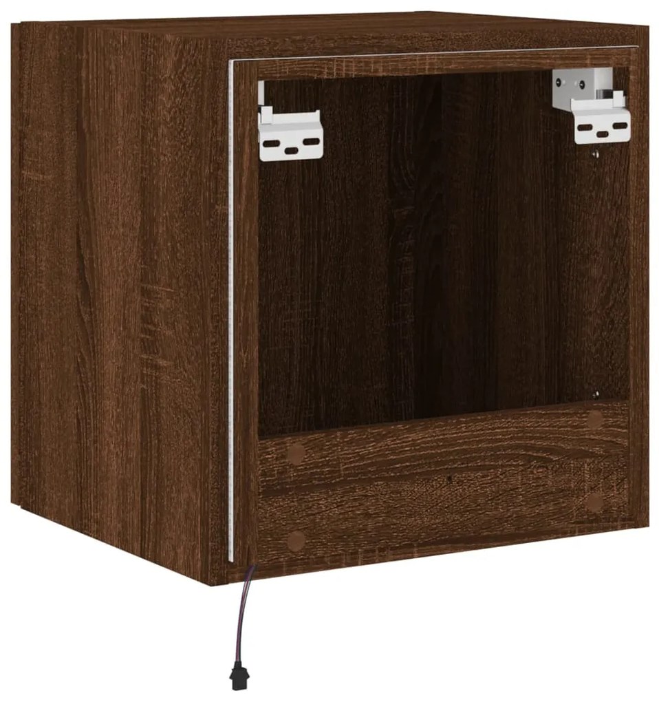 Móvel parede p/ TV c/ luzes LED 40,5x35x40 cm carvalho castanho