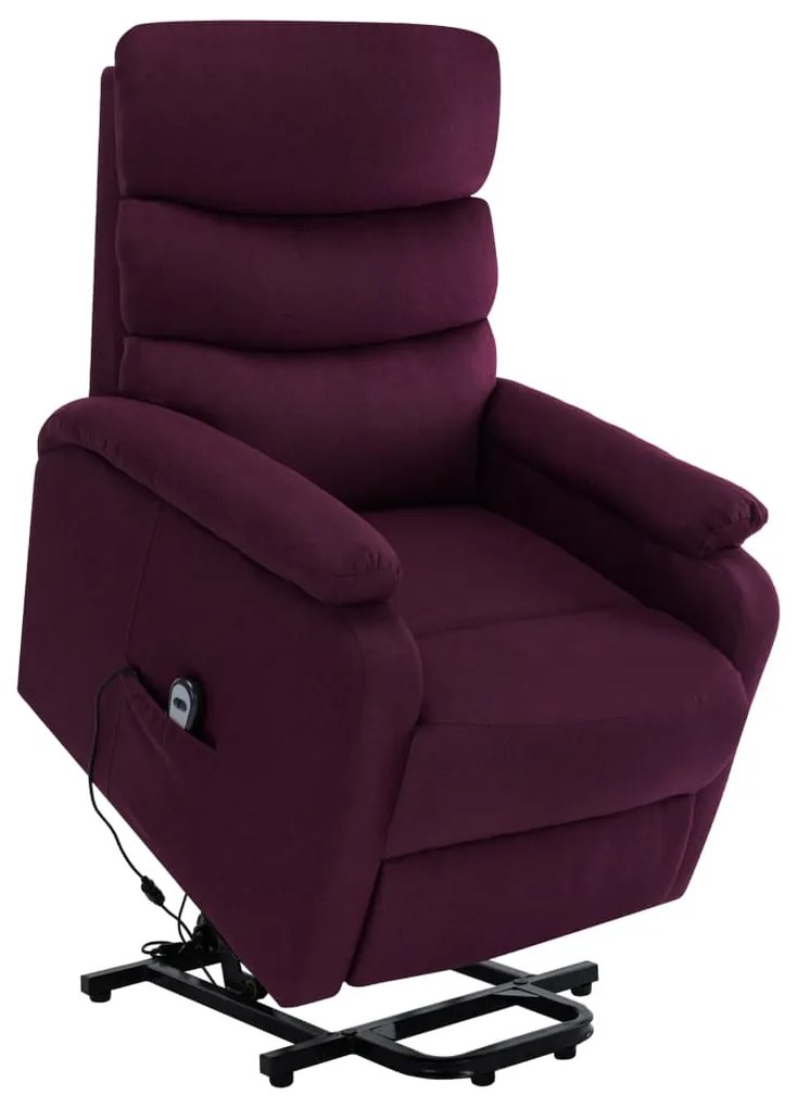vidaXL Poltrona elevatória de massagens tecido roxo