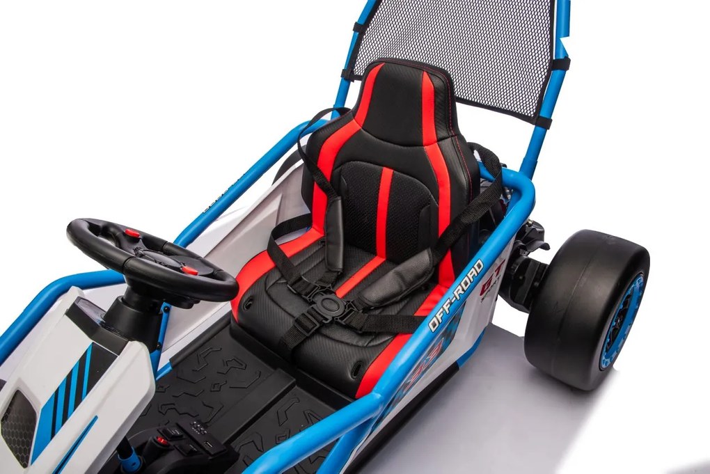 Kart elétrico para Crianças 24 V TORNADO Gokart Função Drift, Rodas espuma plástica EVA, assento couro ecológico Azul