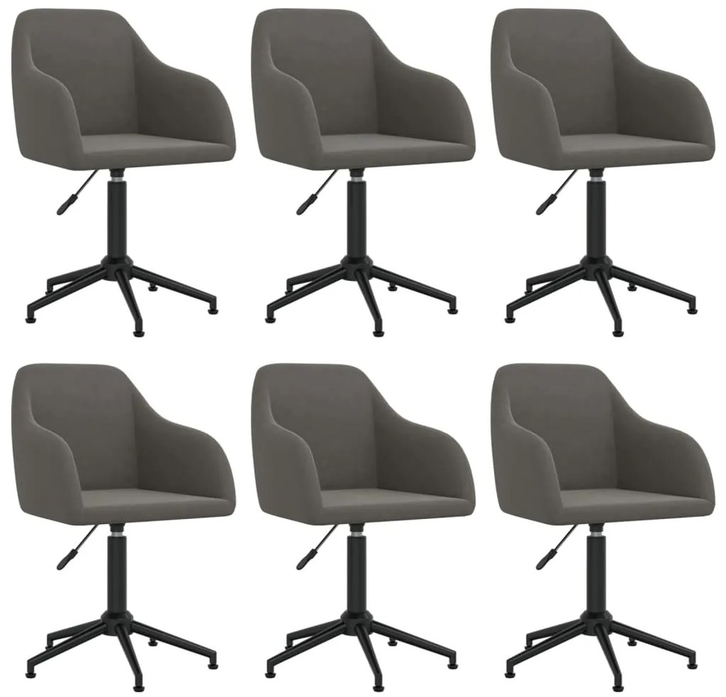 vidaXL Cadeiras de jantar giratórias 6 pcs veludo cinzento-escuro