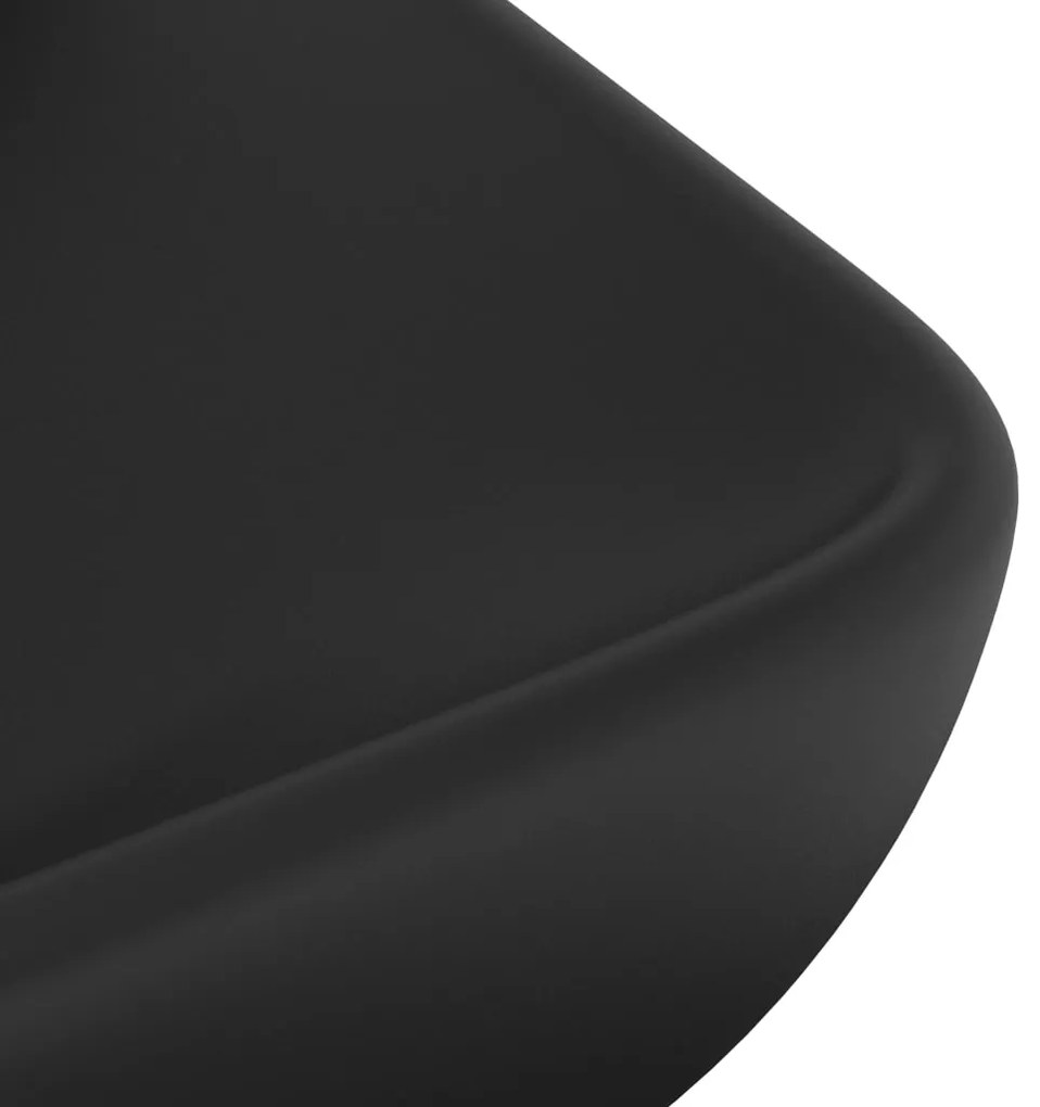 Lavatório luxuoso retangular 71x38 cm cerâmica preto mate