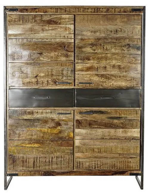 Armário DKD Home Decor Preto Aço Madeira de mangueira (120 x 41 x 161 cm)