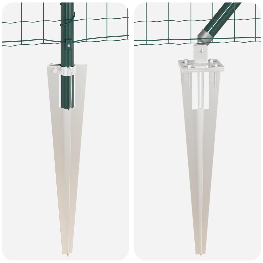 Cerca Euro da com 13 Postes de Espiga 0.4x25 m Aço Galvanizado Verde