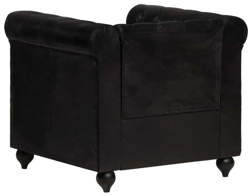 Poltrona chesterfield couro genuíno preto
