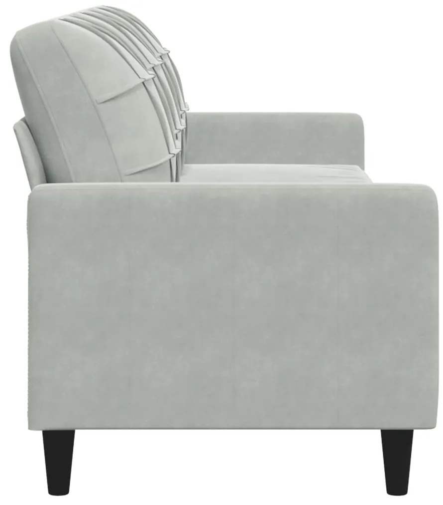 Sofá de 3 lugares 210 cm veludo cinza-claro