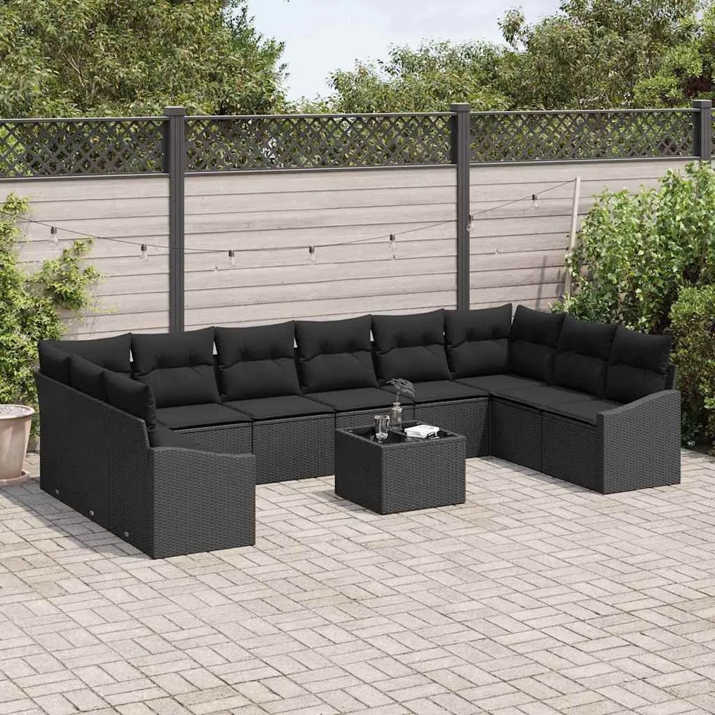 Conjunto de Jantar para Jardim de 11 Peças com Almofadas em Rattan Sin