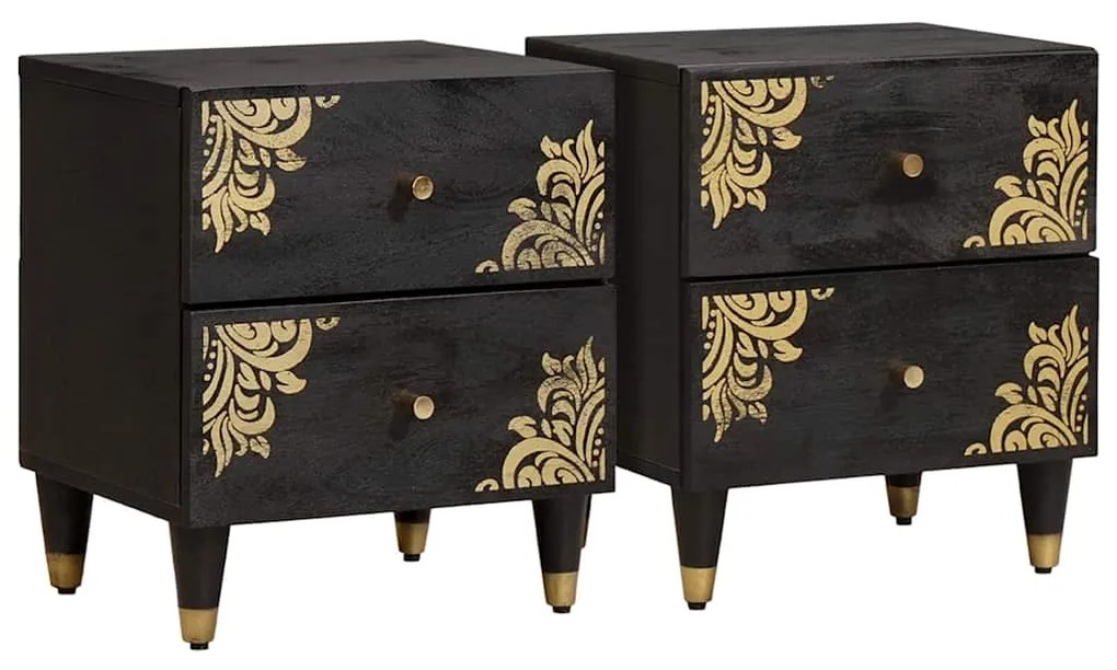 vidaXL Armário de Cabeceira com gaveta 2 pcs Preto 40 x 33 x 46 cm