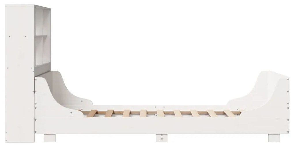 Cama com estante sem colchão 90x190 cm madeira maciça branco
