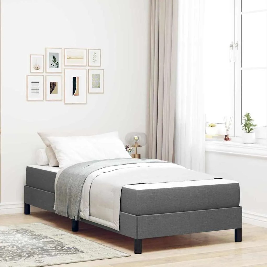 vidaXL Cama Box com colchão Cinza Escuro 90 x 200 cm tecido
