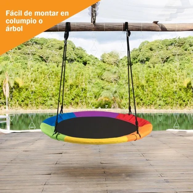 Baloiço redondo para crianças Baloiço redondo Diâmetro 100cm Altura ajustável Capacidade de carga até 150kg