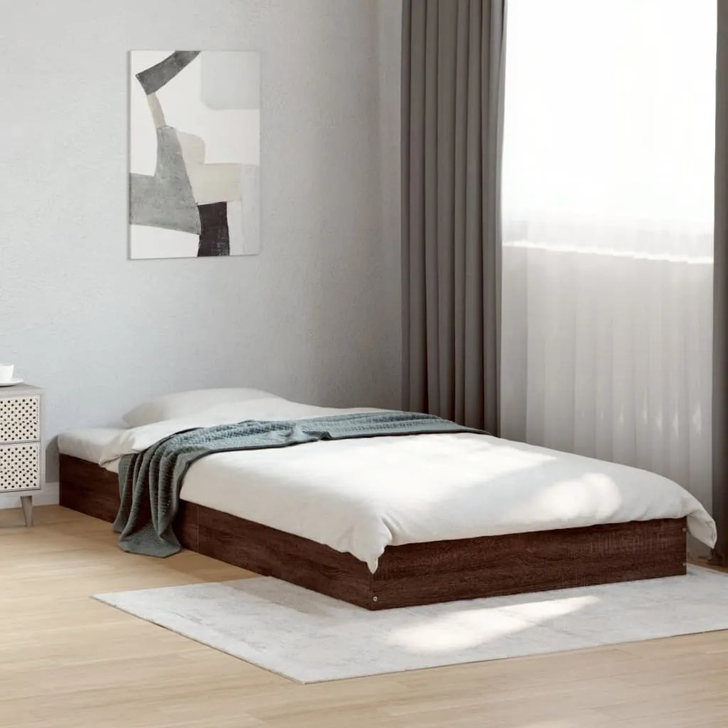 Estrutura cama s/ colchão derivados madeira carvalho castanho