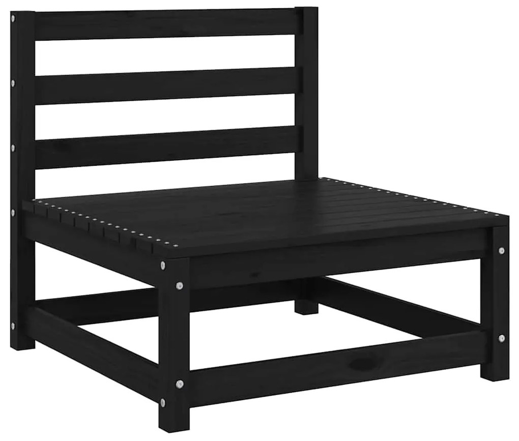 2 pcs conjunto lounge de jardim pinho maciço preto
