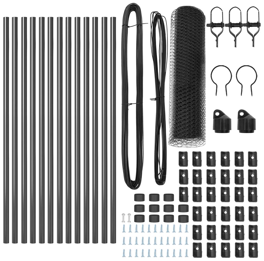 Conjunto de Cercas Conjunto de 2 Cinza Metal, Plástico 25 x 0,5 m