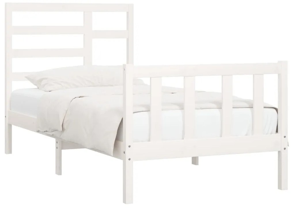 Estrutura de cama 100x200 cm pinho maciço branco