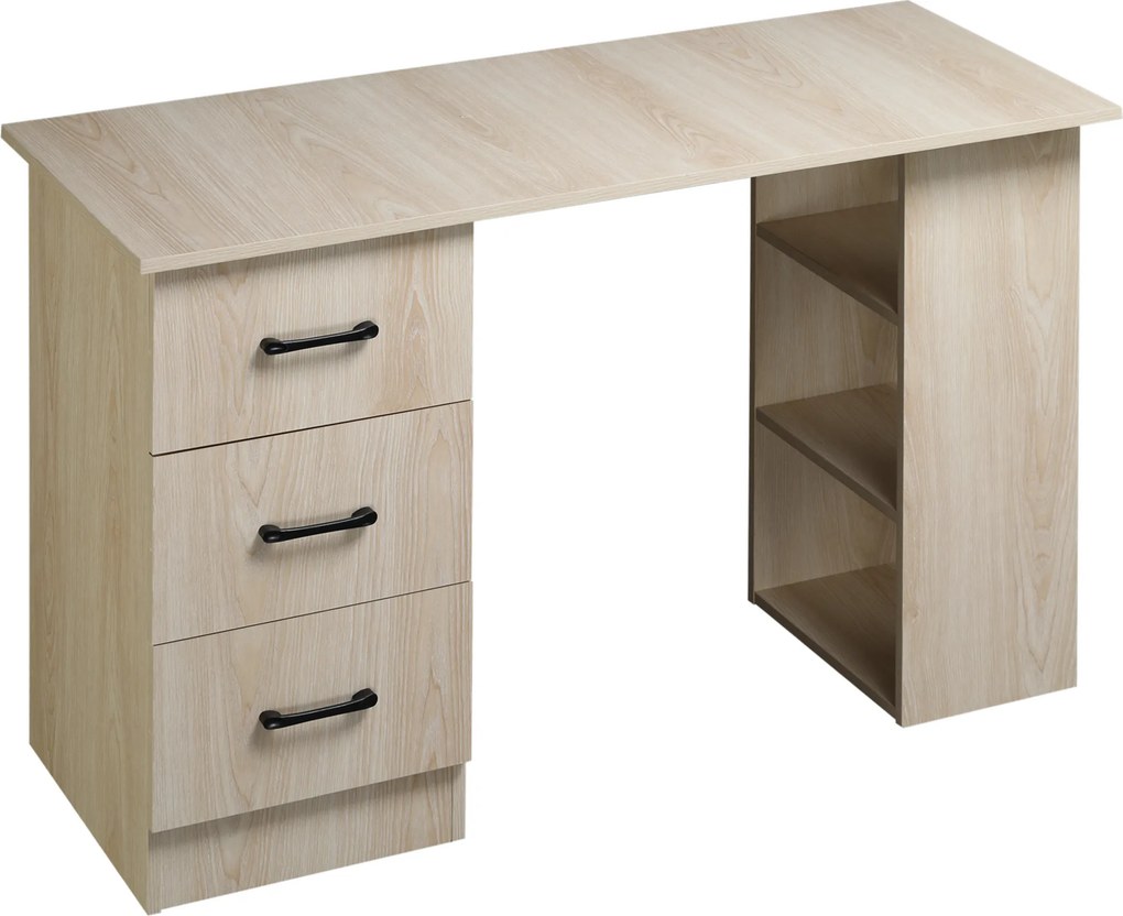 Secretária para Computador, 120 x 49 x 72 cm, Prateleiras e Gavetas, Cor de Madeira