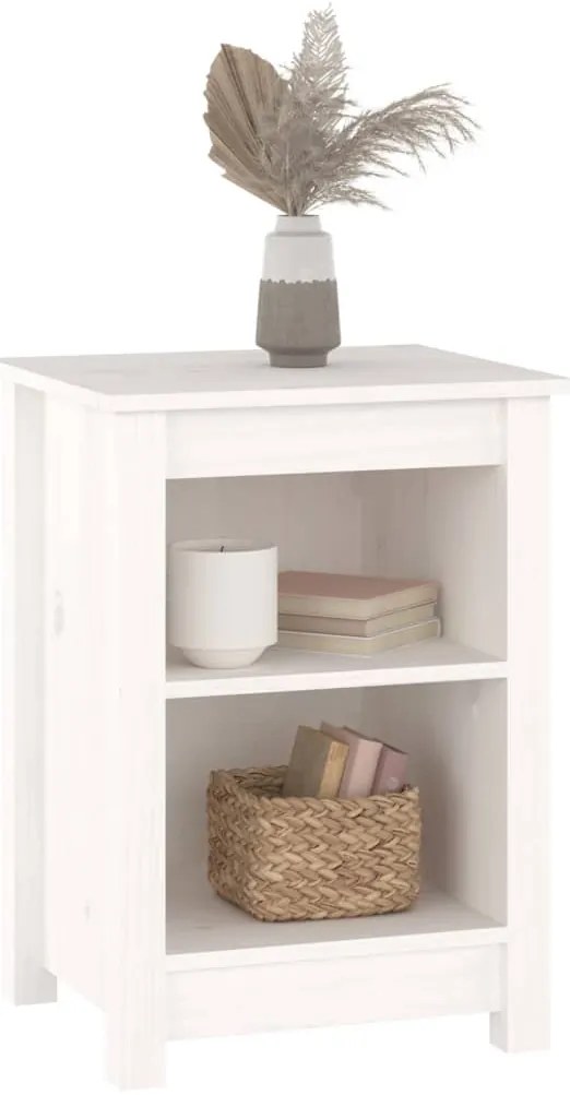 Mesas de cabeceira 2 pcs 40x35x55 cm pinho maciço branco
