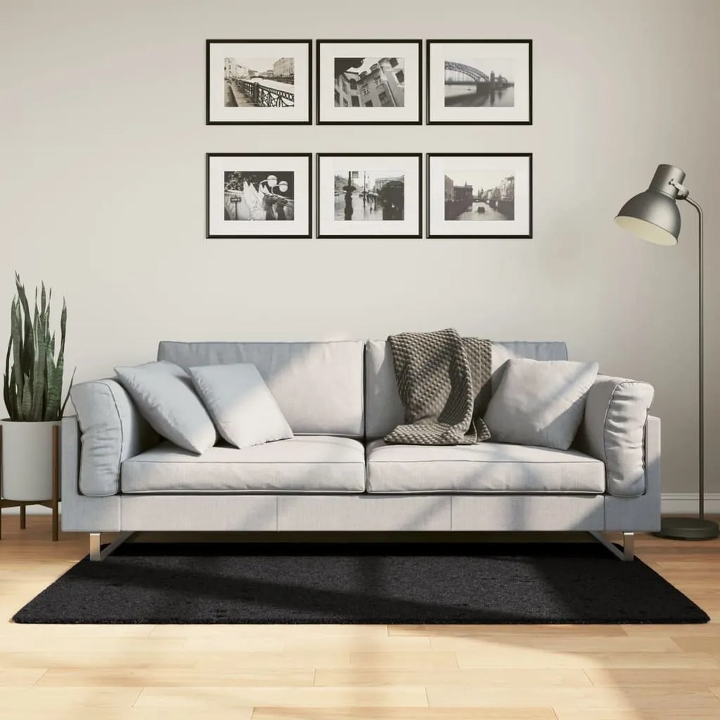 vidaXL Tapete de pelo curto OVIEDO 80x150 cm preto