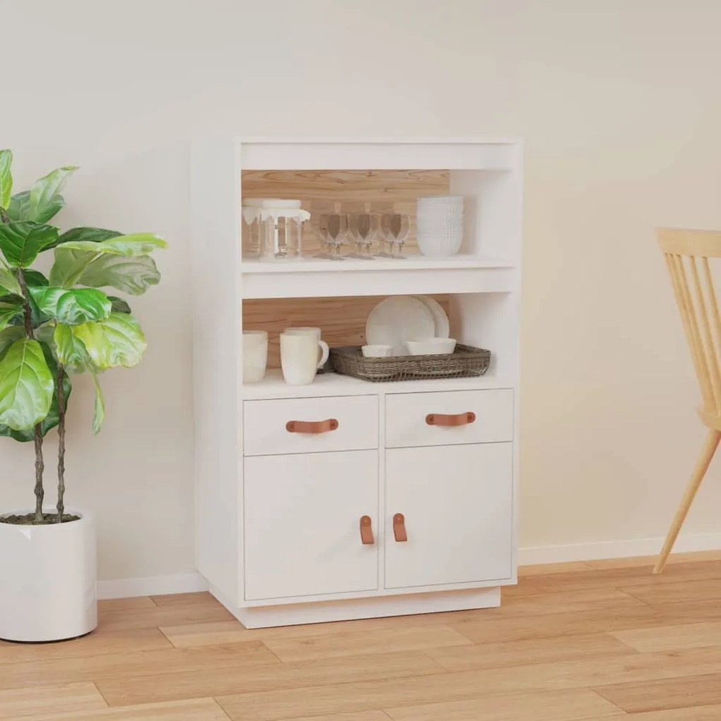 820158 vidaXL Aparador alto 67x40x108,5 cm pinho maciço branco