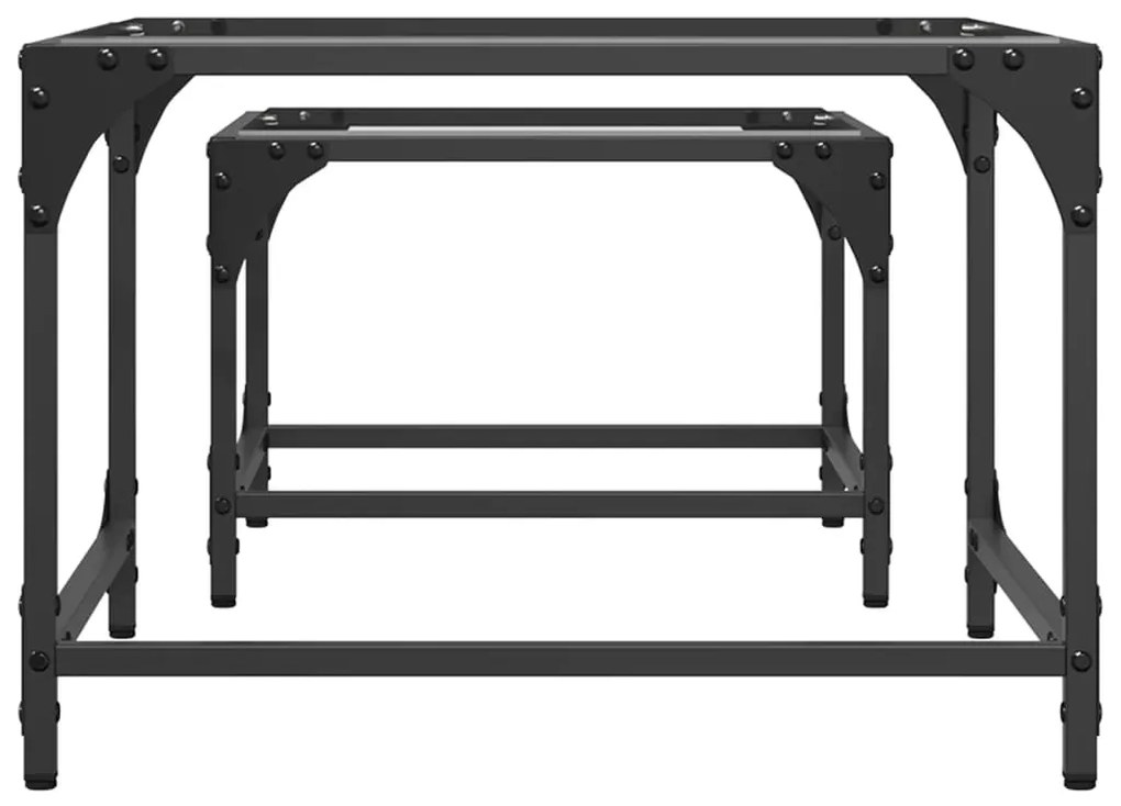 Mesas de centro encastrar 2 pcs c/ tampo vidro transparente aço