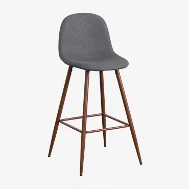 Pacote De 2 Bancos Altos Glamm Gris Antracita & ↑75 Cm & Madeira Escura - Sklum
