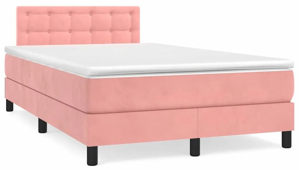 Cama box spring c/ colchão luzes e LED 120x190 cm veludo rosa