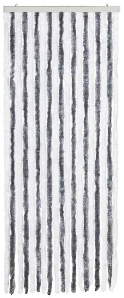 Cortina anti-insetos 56x200 cm chenille cinzento e branco