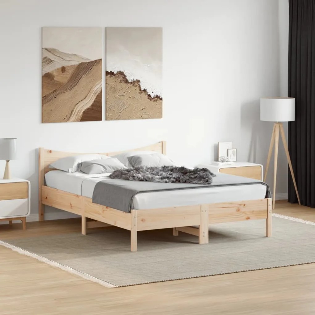 Cama sem colchão 140x190 cm madeira de pinho maciça
