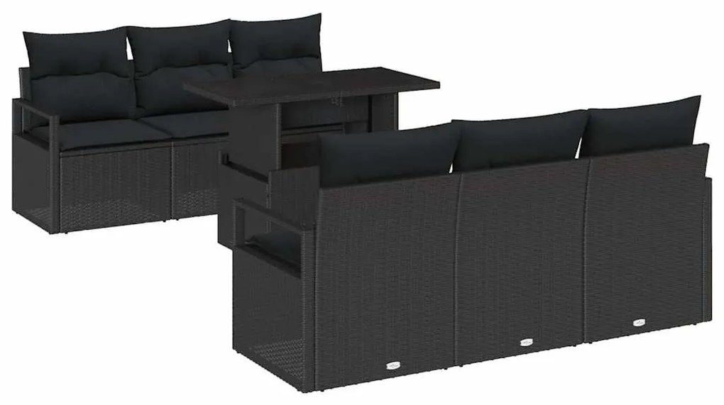 Conjunto de Sofá de Jardim vidaXL 7 Peças com Almofadas Ratan Poliéste