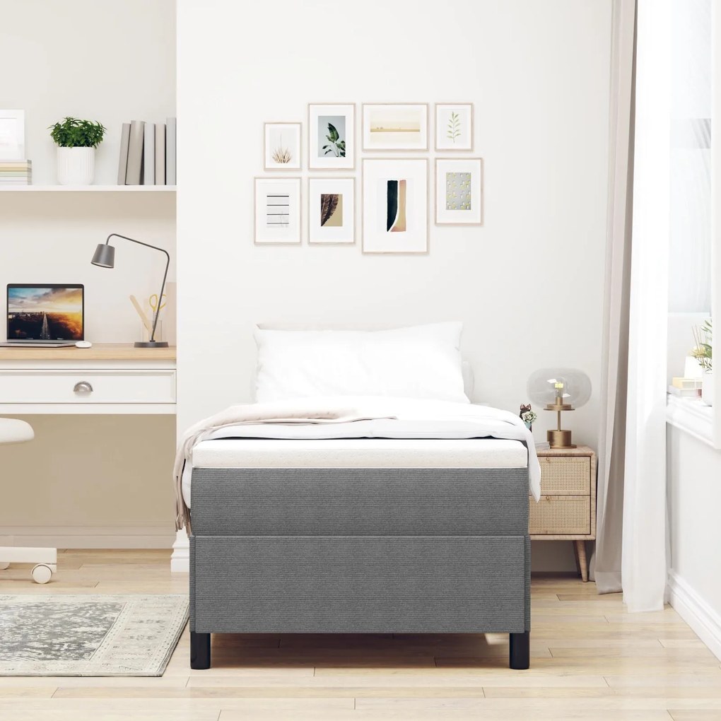Estrutura de Cama vidaXL Cinzento-claro 90x200 cm Tecido de Corduroy