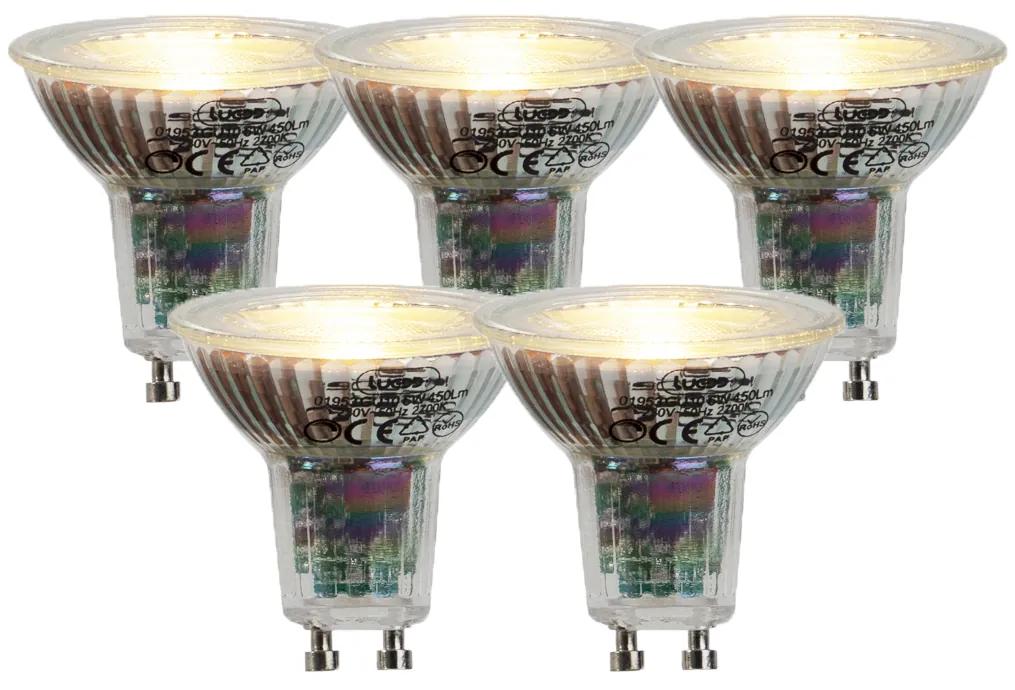 Conjunto de 5 lâmpadas LED GU10 6W 450lumen 2700K regulável